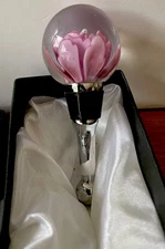 Art Glass Bottle Stopper LSARTS Sphere/flower BS-361 Pink and Silver Open Box