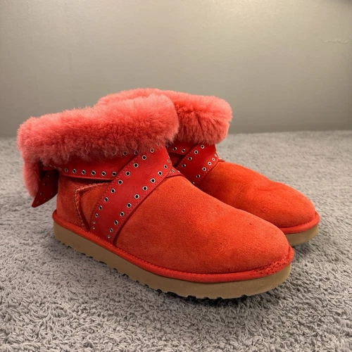 Stivali Ugg Cameron donna 10 rosa foderati in shearling fiocco occhiello pieghevole caviglia