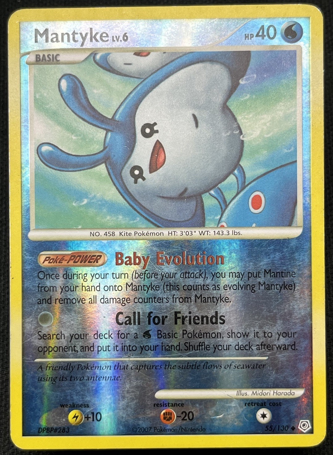 Pokémon TCG - Mantyke LV.6 - Diamond & Pearl 55/130 - Uncommon - Reverse Holo LP
