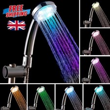 7 Color Changing LED Shower Head Water Powered Handheld Rainfall Spray G1/2 Fit