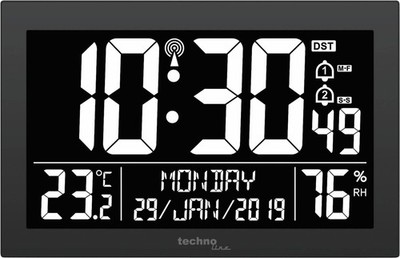 Technoline WS 8017 Digitale Wanduhr Funk Wecker Thermo-Hygrometer Datum. B Ware
