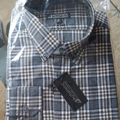 Authentic Clothing Company Herren Hemd XL kariert blau/weiß/grau Button-Down