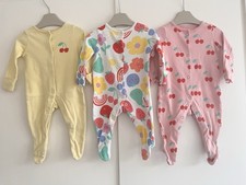 Baby Girls Up To 1 Month Babygrow Sleepsuit Bundle Cherry Flowers Rainbow F&F