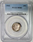 1943 Silver Mercury Dime, PCGS MS-66, Great Toning!