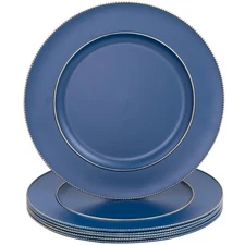 Blue Charger Plates, 13" Plastic Round Charger for Dinner Plates, Plate Charg...