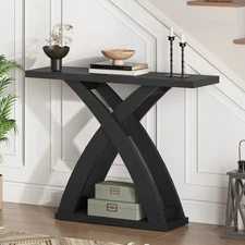 HOOBRO Console Table Sofa Table for Entryway 39.3”L x 11.8”W x 31.5”H Black