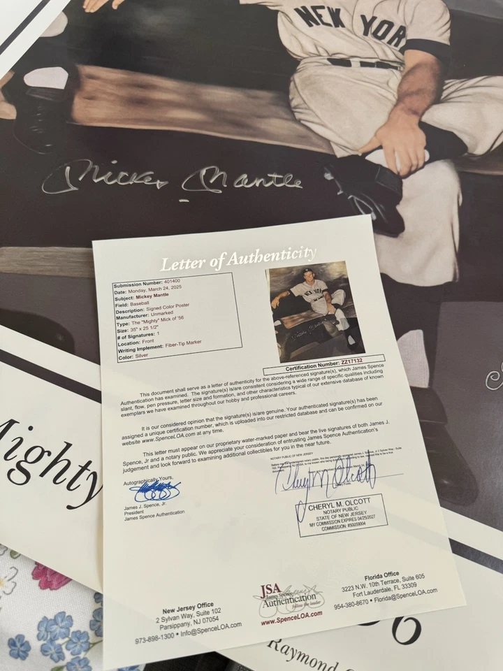 Mickey Mantle Autographed Gallo Poster Mighty Mick Of ‘56 Signed HOF Yankees JSA - Image 2 of 4