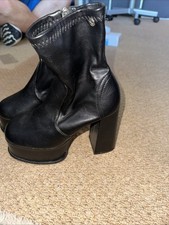 Shelly’s London Black Leather Platform Ankle Boots