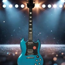 Blue Electric Guitar SG Solid Mahogany Body&Neck H-H Pickups Chrome Parts