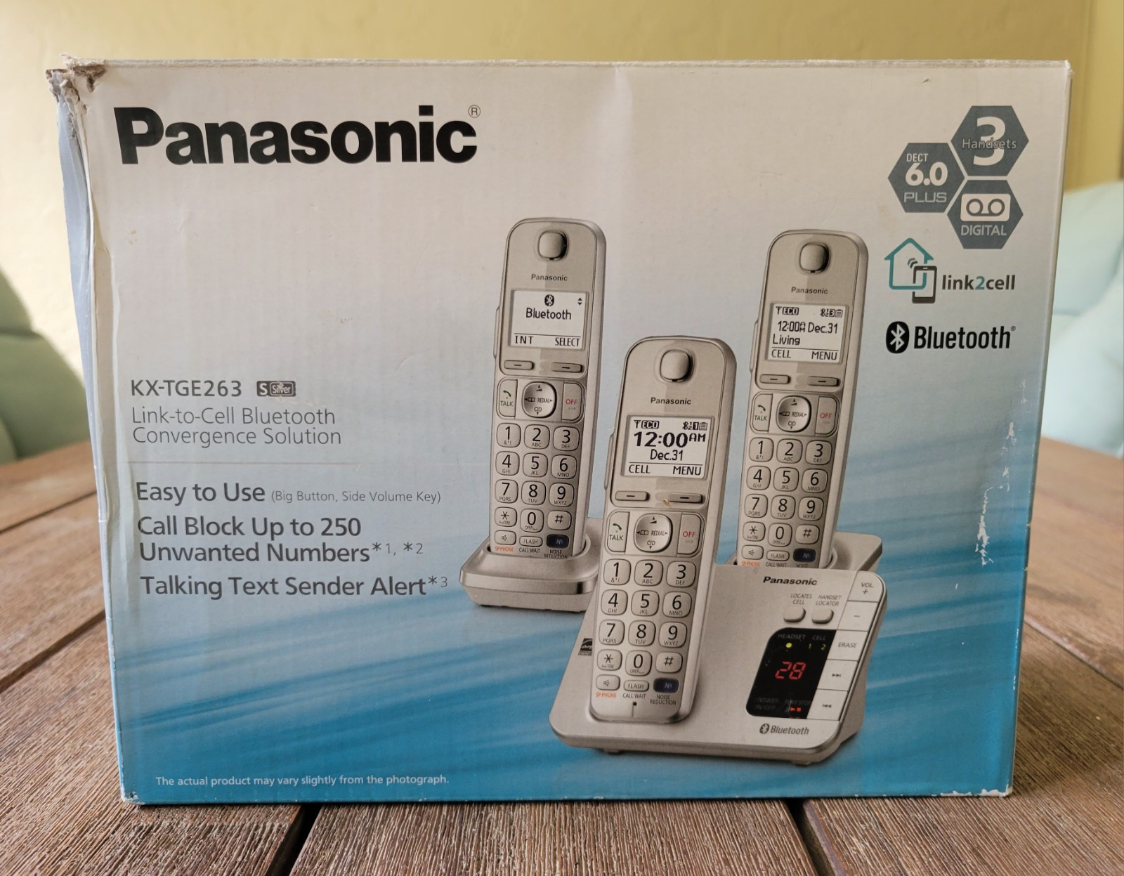 Teléfono Panasonic KX-TGE263S Link2Cell Bluetooth con contestador automático, 3