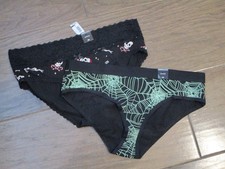 2 PAIRS TORRID HIPSTER PANTIES IN BLACK SKELETON/SPIDERWEB SIZE 00 MED/10 