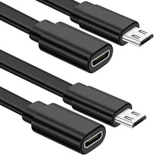 2 Pack Micro USB Extension Cable 10 Ft/ 3 Meters Male to Female Extender Cord Co