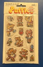 Vintage 80s Stickers Teddy Bears Scratch N Sniff Puffy