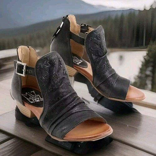 Miz Mooz-Leather Heeled Sandal-Corra-Size EU40 US 9-9.5 Color Black New With Box