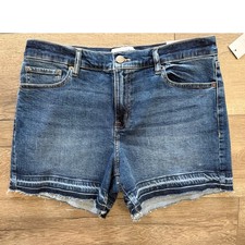 DKNY Jeans Women Blue Mid Rise Raw Hem Denim Shorts Size 8/29 NWT