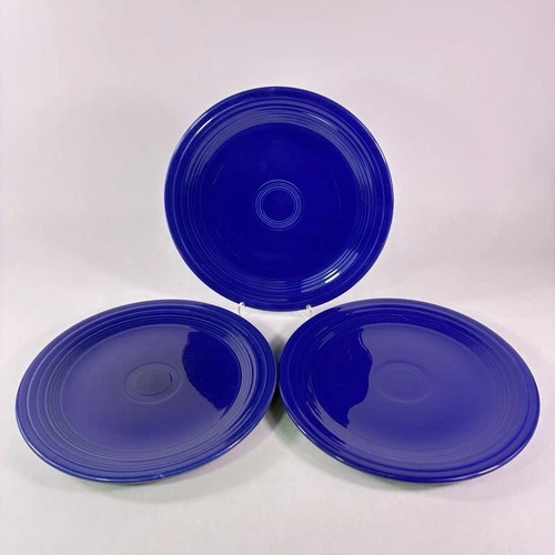 3 Vintage Fiestaware Genuine Fiesta HLC Blue Cobalt Retired Dinner Plate 9 1/4"