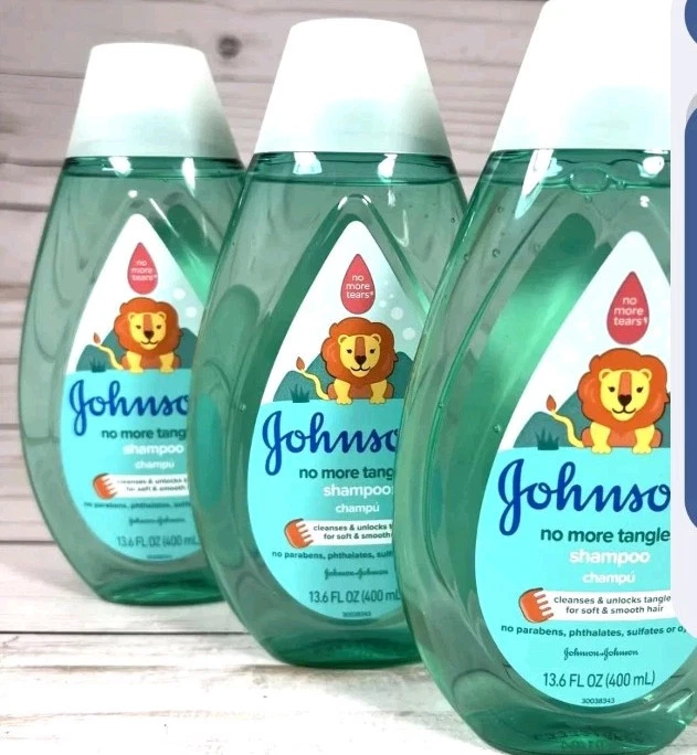3 JUMBO Johnson's No More Tangles Shampoo 13.6oz No More Tears Green