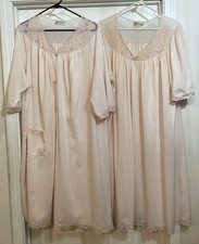 Shadowline Vintage Nightgown Robe Set Women's 3X Embroidered Lace All Nylon