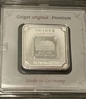 Geiger 10 Gram Silver Square Bar .999 Fine Silver Sealed In Assay