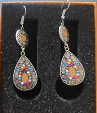 2  Silver-tone Earring Set Boho Retro Drop Dangle Hook New Free Ship 3934