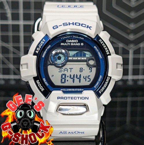 Casio G-Shock GWX-8900 Solar Multiband Tide & Moon Graph White Blue ICERC G-Lide