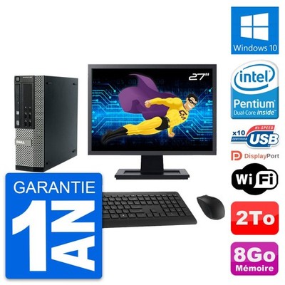 PC Dell 990 SFF Bildschirm 27'' Intel G840 RAM 8GB Festplatte 2TB Windows 10 Wifi