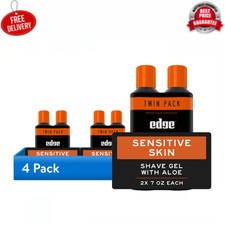 4 pack Edge Sensitive Skin Shave Gel for Men, Twin Pack, 14 oz