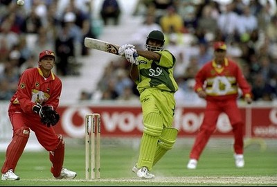 Saeed Anwar of Pakistan way a century World Cup Super Six match v - Old Photo