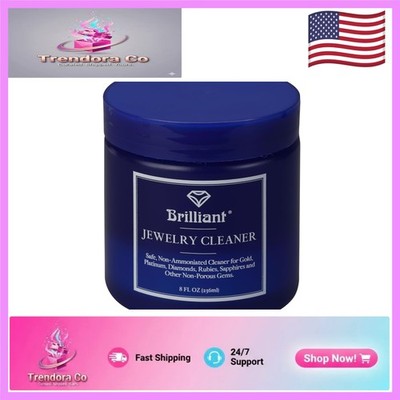 Sparkling Blue Jewelry Cleaner with Brush & Basket   8oz Non-Ammoniated Solution