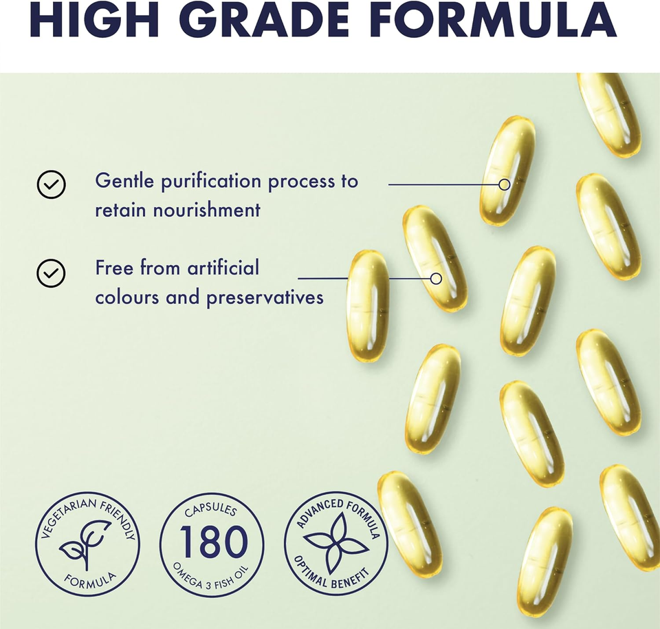 Higher Nature Omega 3 1000Mg Fish Oil Capsules Eye Health & Brain 180Mg EP eBay