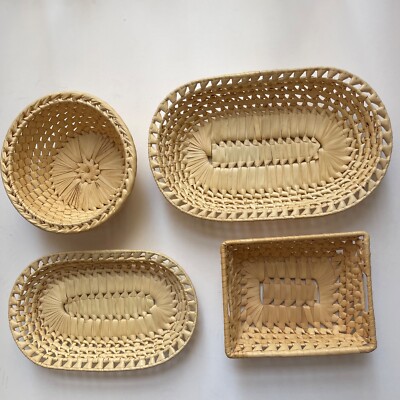 4 pieces Birch bark baskets set