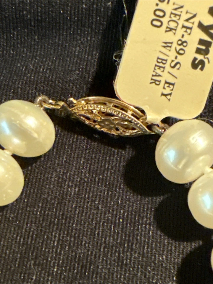 Collar de perlas Mervyns broche de oro amarillo de 14k 18" 8,9 mm broche de perlas 42 gramos Foto 3 de 4