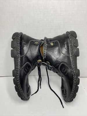 Shi Shang Jing Pin Men's Size 42 Black Leather Lace Up Ankle Boots