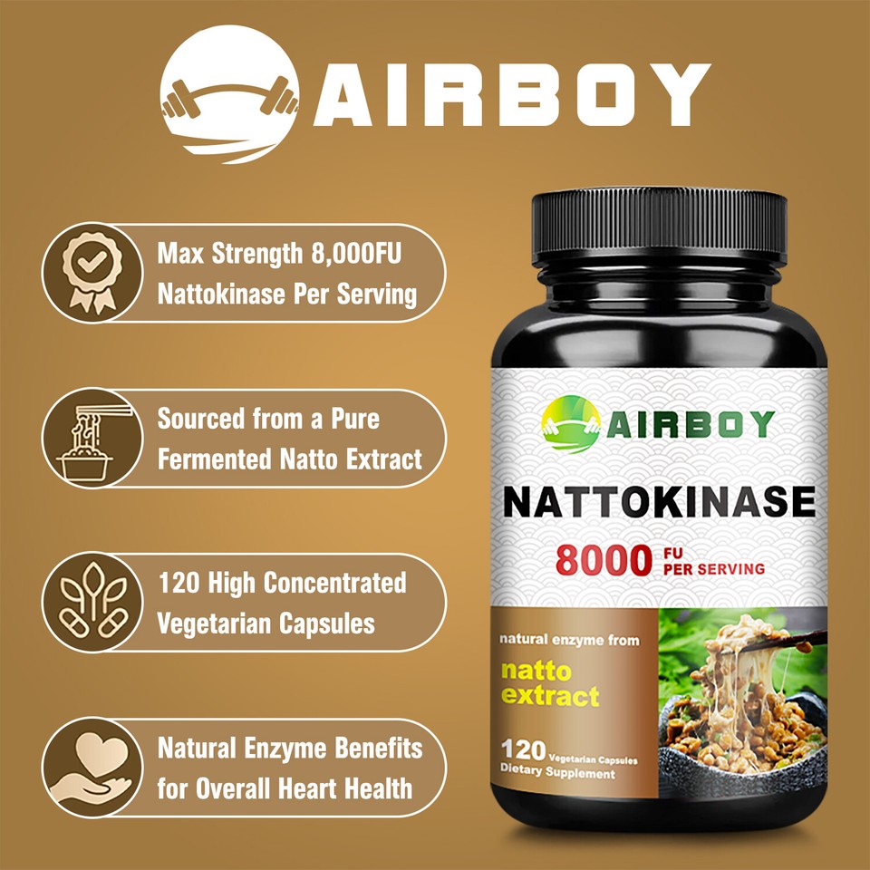 Nattokinase Supplement - Heart Health Supplements With Nattokinase 4000 FU - Max Strength Circulation Supplements - Systemic Enzymes For Healthy Circulation & Smooth Flow. Non-GMO & Vegan. 60 Capsules - Foto 4