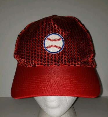 Red Baseball patch Sequined Sparkle Adjustable Cap Hat NWOT  display picture 3