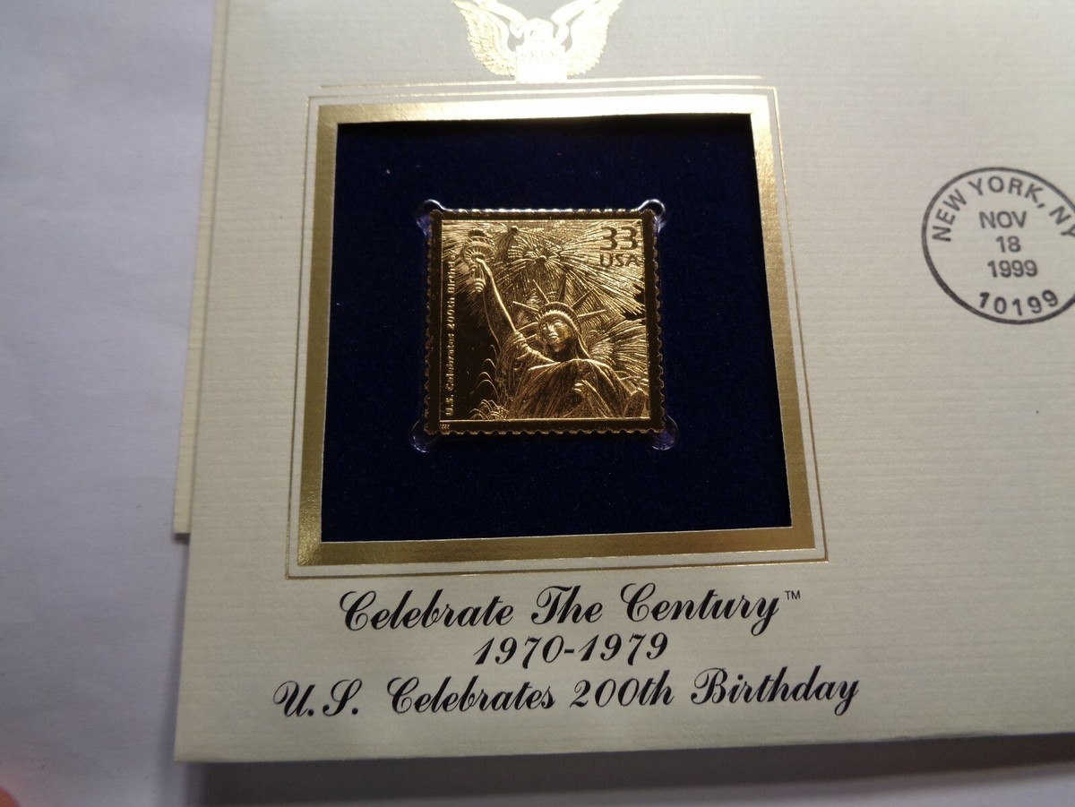 STATUE LIBERTY US CELEBRATES 200TH BIRTHDAY 1ST DAY USPS 22KT GOLD