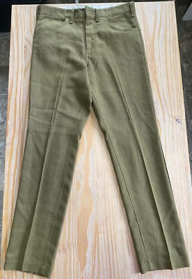 60s Vintage Lee Fastback Slacks Olive Green 32” X 39” Length Pants 