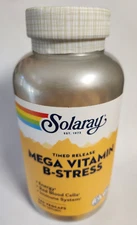 Solaray Mega Vitamin B-Stress 240 Capsules Energy And Immune Support Exp 04/2028