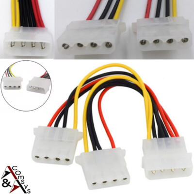 Molex Y Stromkabel 1x Molex auf 2x Molex IDE 4-Polig Strom Adapter Splitter