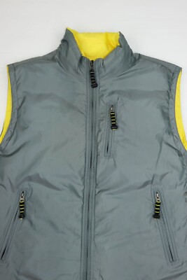 GAP Vintage Yellow/Gray Reversible Down Puffer Waistcoat Vest Size