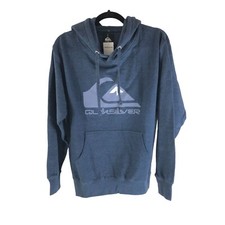 Quiksilver Mens V Comp Logo Pullover Hoodie Sweatshirt Blue Size M