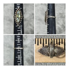 Vintage sterling silver signed 925 Mexico Oval Abalone Shell ring Size 7  