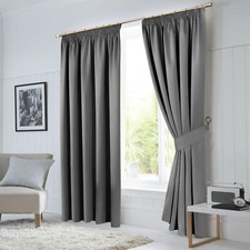 Blackout Curtains Thermal Pencil Pleat Tape Top - Energy Saving + Free Tie Backs