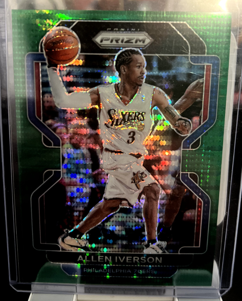 Allen Iverson 2021-22 Green Pulsar Panini Prizm #255. 14/25