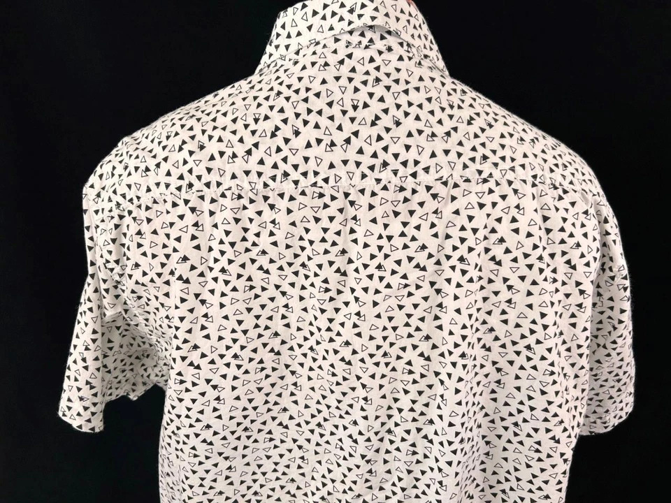 88 Platinum mens shirt size XL short sleeve button up cotton black white - Image 4 of 4