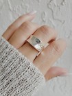 Wide Band Concave Ring / Solid Sterling Silver Ring / Statement Bohemian Ring