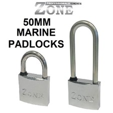 ZONE MARINE 50mm STANDARD OR LONG SHACKLE KEYED ALIKE WEATHERPROOF PADLOCKS