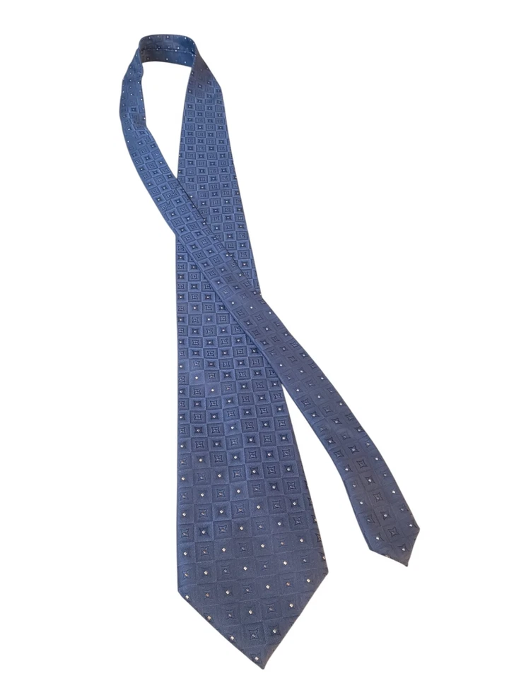 Corbata de diseñador Dockers para hombre azul blanco gris geométrica resistente a las manchas Foto 3 de 4