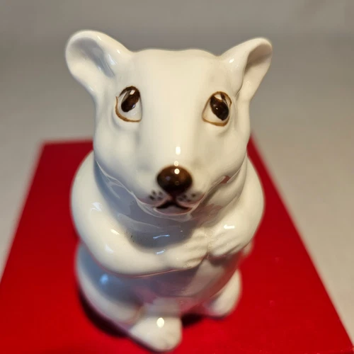 Coalport Sitting White Mouse Figurine Bone China Porcelain England 3.25" x 2"