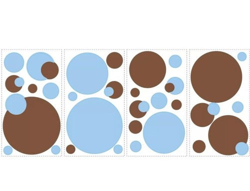 Blue and Brown Polka Dot Decals Baby Nursery Room Decor Just Dots Wall Stickers - Picture 5 of 5